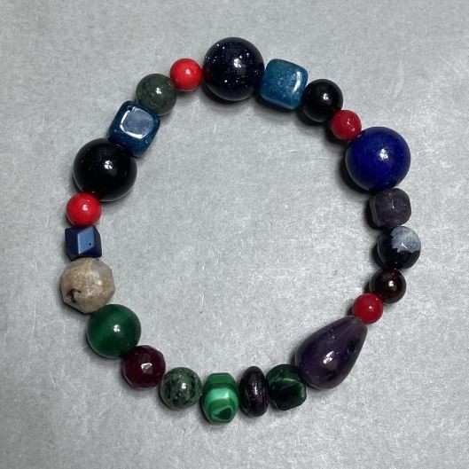 Agate Aventurine Lazurite bracelet bead 12mm+- 8mm+- cube 6mm+- , length 18 cm+- stretch