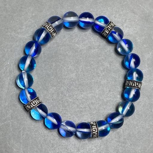 Opal glass bracelet bead 8mm+-, length 18cm +- stretch