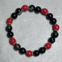 Agate bead bracelet, bead diameter 8mm ± Coral faceted bead 8mm +-, length 18cm ± stretch