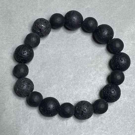 Bracelet Lava bead, diameter 10 mm ± 12 mm ±, length 18 cm ± stretch