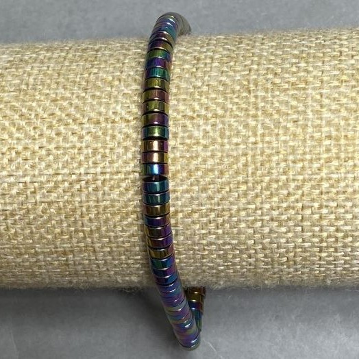 Hematite bracelet rondelle, diameter 5×2 mm ±, length 18 cm ± stretch