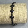 Hematite bracelet bead, diameter 4mm ±, cross 10x10mm ±, length 18cm ± stretch