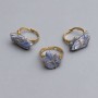 Ring, sizes Kyanite natural stone in wire wrapping 18-25x9x11-15mm+- (assorted sizes)