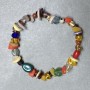 Bracelet Agate Coral Citrine crystal grit 6-13x2-6mm +- , length 18cm +- stretch