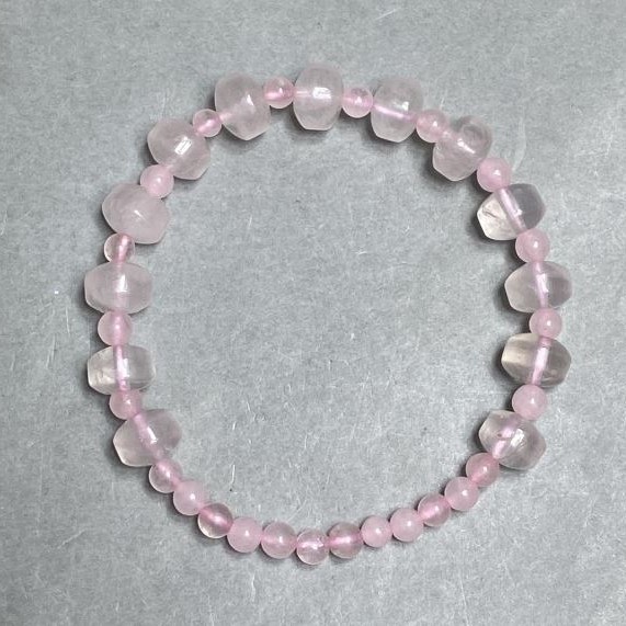 Bracelet Pink Quartz round bead 4.5 mm± rondelle 9×7 mm±, length 18 cm± stretch