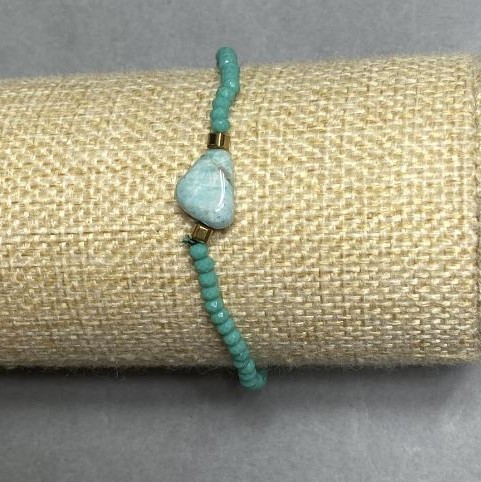 Bracelet Czech crystal faceted rondelle 3x2, 5mm+- Amazonite tumbled 12x9mm+-, length 18cm +- stretch