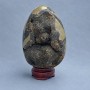 Souvenir egg natural stone septaria, diameter 120×88 mm ± weight 1134 g, on a stand