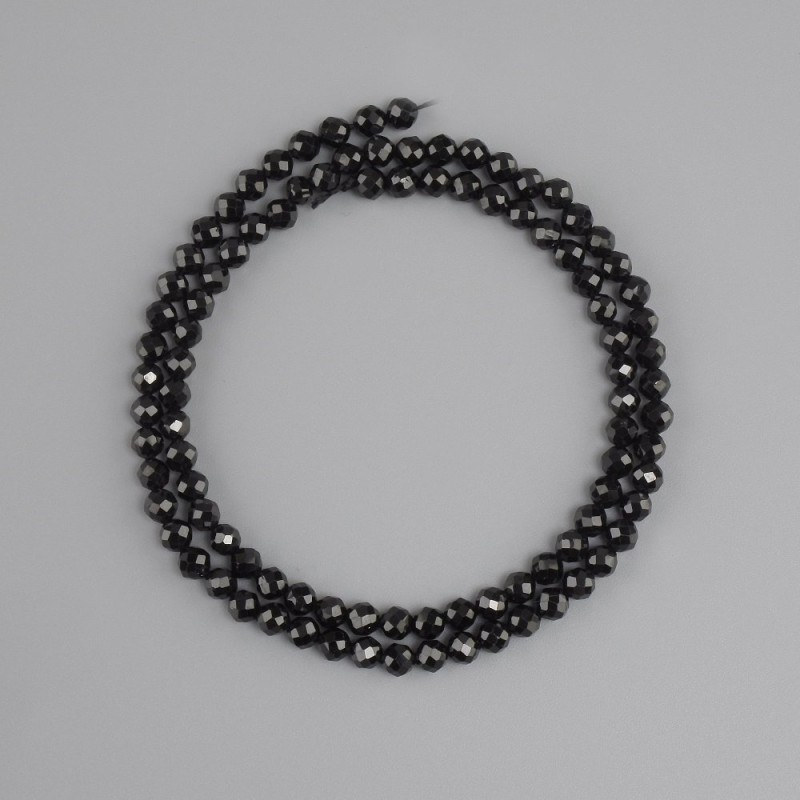 Tourmaline faceted round beads, diameter 4 mm+, length 38 cm+