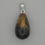 Pendant Hawk's Eye drop 22x13mm+-, length 32mm+