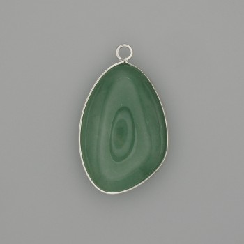 Jade pendant in a silver-tone metal setting 30x22 mm+