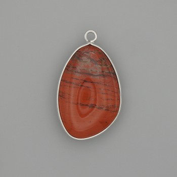Pendant Red Jasper in a metal setting of silver color 30x22mm+
