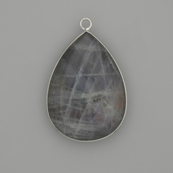 Labradorite pendant in a silver-colored metal setting 36x26mm +