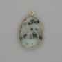 Jasper Kiwi pendant, faceted oval in a gold-toned metal setting 32x22 mm+