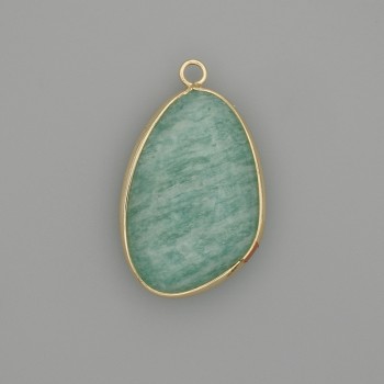 Pendant Amazonite in a gold-colored metal setting 32x22 mm+
