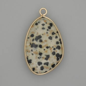 Jasper Dalmatian pendant in a metal setting of a gold-tone color 32x22mm+