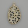 Jasper Dalmatian pendant in a metal setting of a gold-tone color 32x22mm+