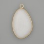 White quartz pendant in a gold-colored metal setting 32x22mm+