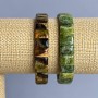 Green Garnet Grossular bracelet, natural stone, smooth links, bead size 12x8.5 mm, 5 mm +/- , length 18 cm +/- stretch