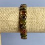 Bracelet Green Garnet Grossular natural stone smooth link, diameter 12x8, 5mm +- stretch length 18cm +-