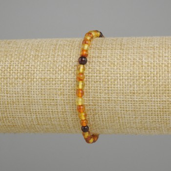Amber bracelet smooth bead, diameter 4.5 mm ±, length 18 cm stretch