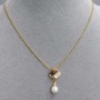 Pendant Mother-of-Pearl Haliotis square 10x10 mm ± with Pearl 6 mm ± on a chain, length 46 cm +