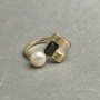Ring, sizes Mother-of-pearl Haliotis square 10x10mm± with Pearl 6mm+