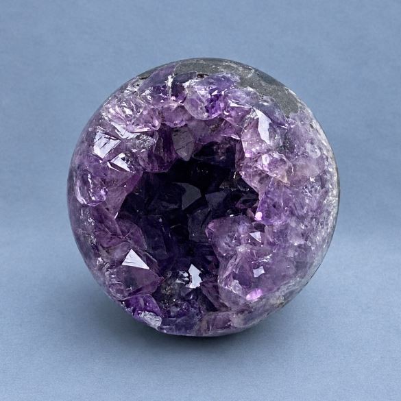 Amethyst natural stone souvenir sphere with geode, diameter 65 mm ±, weight 311 g