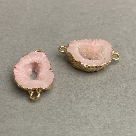 Pink Geode Acrylic Connector "Gold", 19x15 mm+