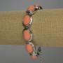 Clearance Pink Coral Bracelet (Artificial) Oval in Metal Setting 20x14 mm +/- Toggle Clasp 19-23 cm