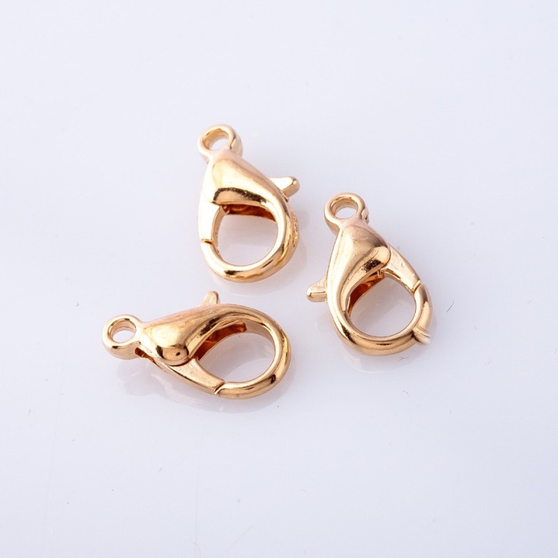 Price per pack / 10 pcs. Carabiner clasp color "gold" 14 mm