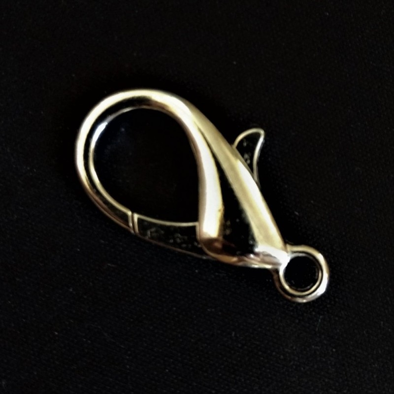 Price per pack / 10 pcs. Jewelry carabiner clasp, bright metal, large, 28 mm