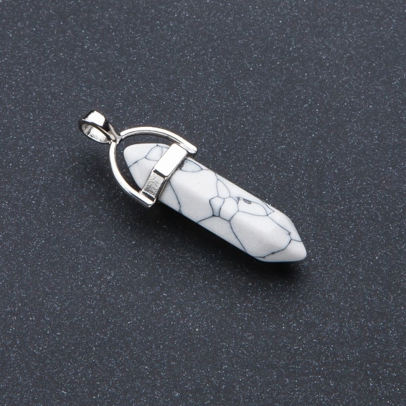 Hexagon pendant with Howlite stone 4×0.9 cm