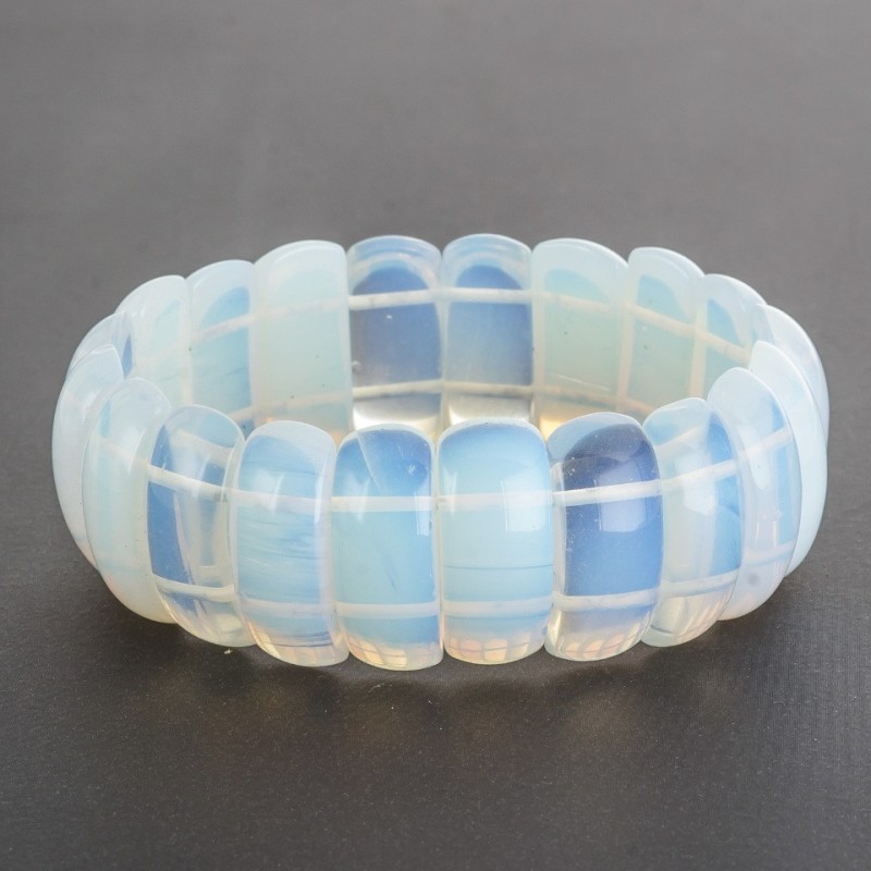 Bracelet moonstone on elastic band rectangular link 25x11–13mm+