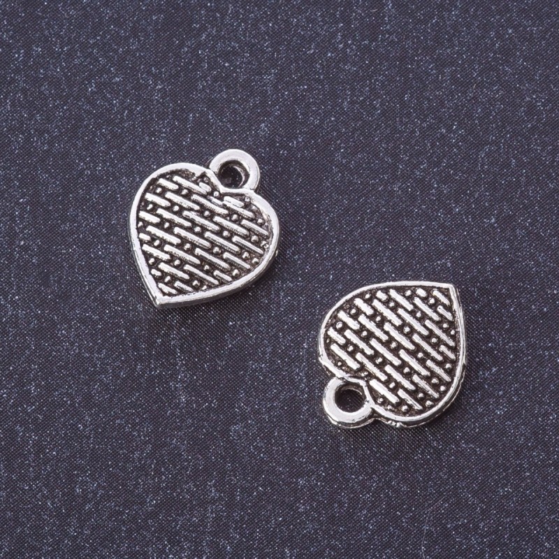 Heart-shaped flat pendant findings, metal color "Silver", Ø 13x11 mm, finish 20 g +/- 23 pcs