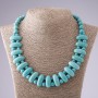 Necklace Cleopatra Turquoise with veins (single piece) green strand, 10×25 mm and bead 10mm L50cm