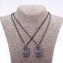 Pair of friendship pendants 'Eiffel Tower' on cord, length 45 cm, pendant diameter 20x30 mm, metal color 'silver'