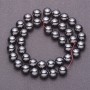 Natural hematite gemstone beads on thread, smooth spheres, 10 mm diameter, 38 cm length