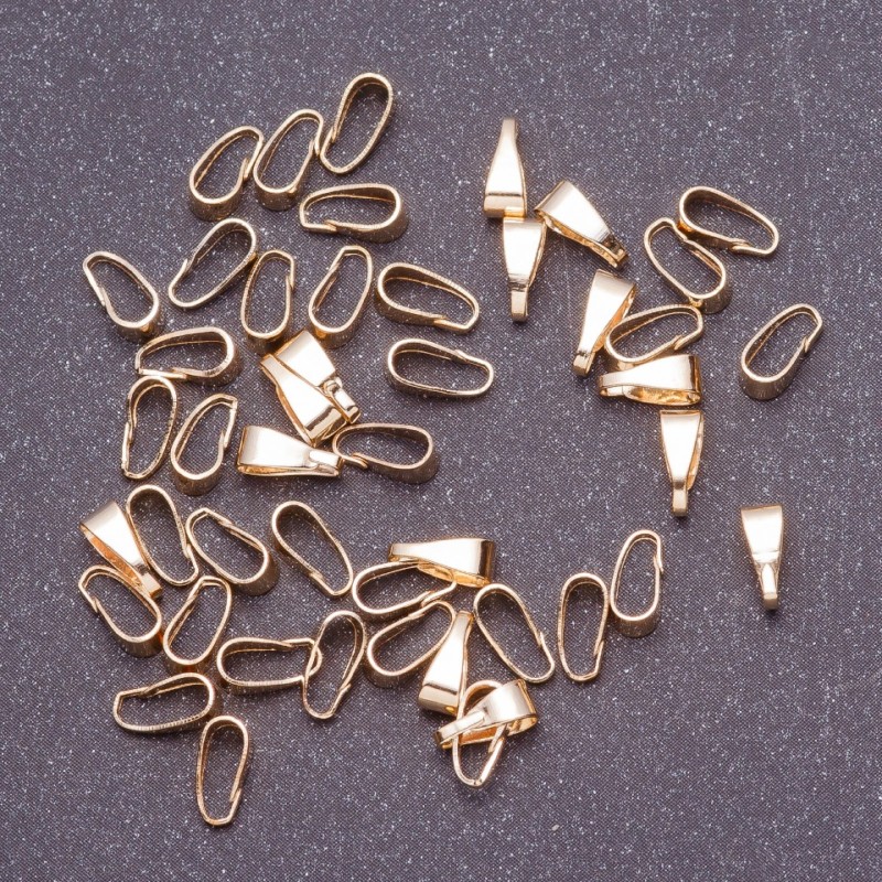 Pendant setting holder for pendant, under-pendant fitting, diameter 3 mm, length 7 mm, metal color gold, pack 7 g ~70 pcs