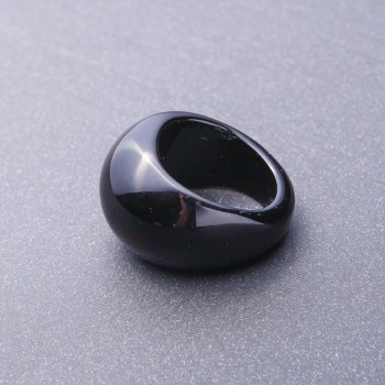 Natural Stone Ring Black Agate, Size 19