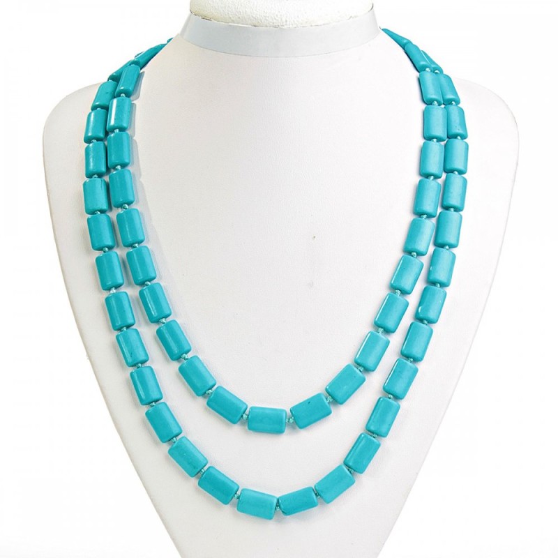 Turquoise beads (single piece) rectangular 12*18mm, length 114cm