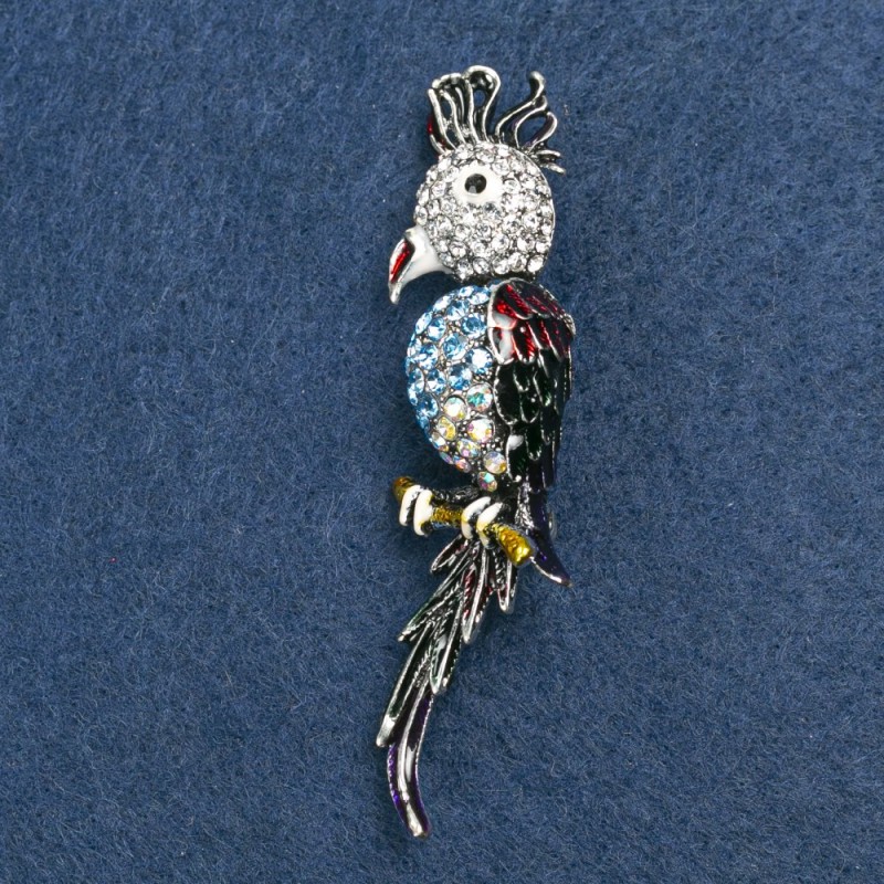Sale! Cockatoo Brooch 7×1.5 cm in Gray Metal