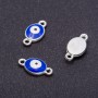 Eye connector, silver, 8mm diameter, 16mm length, 7 pcs