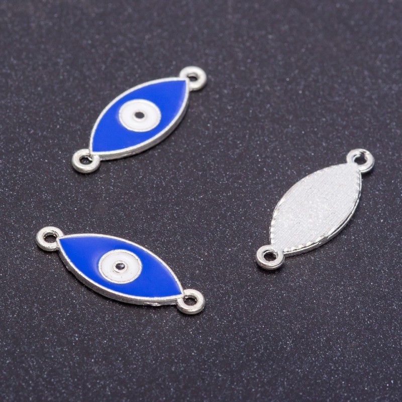 Connector findings 'Eye of Egypt' in silver, 9 mm diameter, 5 mm length, hole diameter mm, pack of 6 pcs