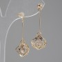 Earrings 'Itaolyao' Roses with crystals, 12 mm rose diameter, 25 mm total length, gold color