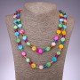 Long Necklace Mother-of-Pearl Assorted Coin, 120 cm