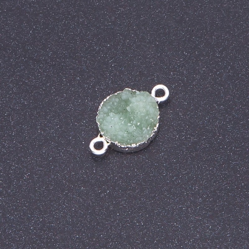 Light green connector 'Druse' acrylic 'silver', diameter 14mm L3mm