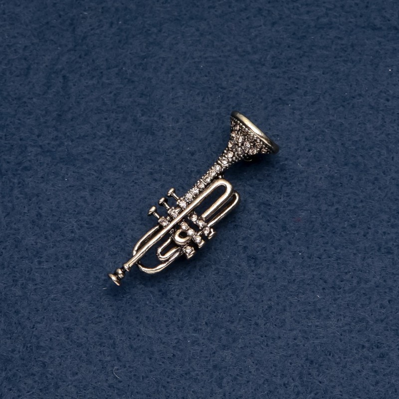 Bronze-colored Musical Brooch 'Trumpet' 48x16 mm