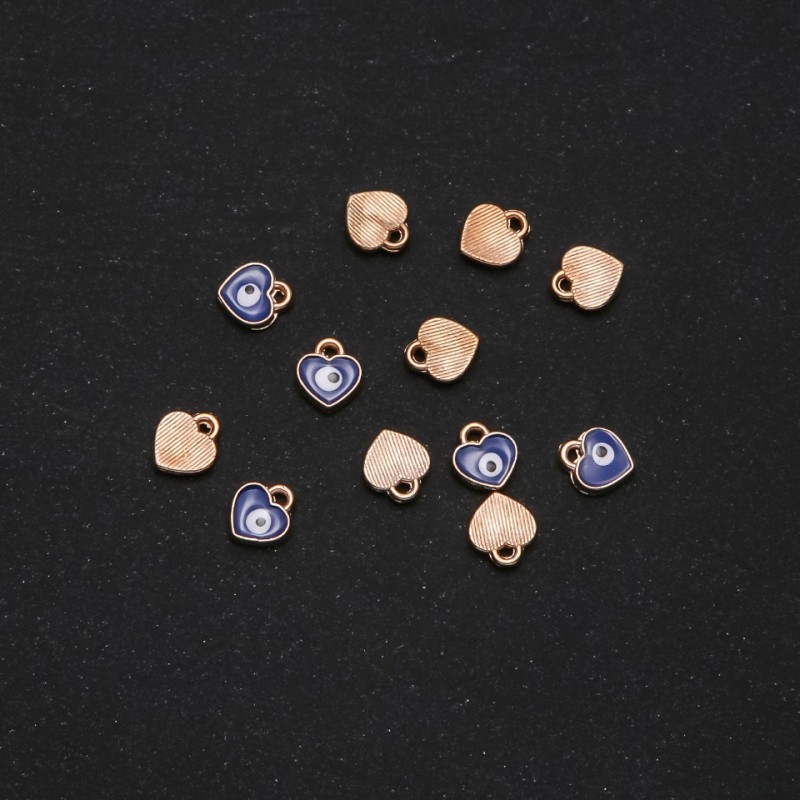 Findings Pendant Heart 'Eyes' Enamel 7×8mm Pack of 12