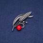 Sale! Ear of Corn Brooch Pendant with Red Majorca Pearls 68x30mm