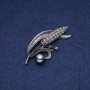 Sale! Brooch Pendant Ear of Wheat with Majorca Black Pearls (Majorca 68x30 mm)